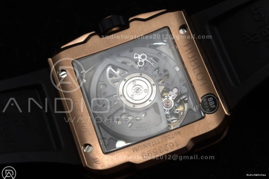 Edition 42mm Strap 1116 Square Bang Bezel RG 1:1 Rubber Black Best Dial A Skeleton on Unico Affordable Ceramic BBF 1022